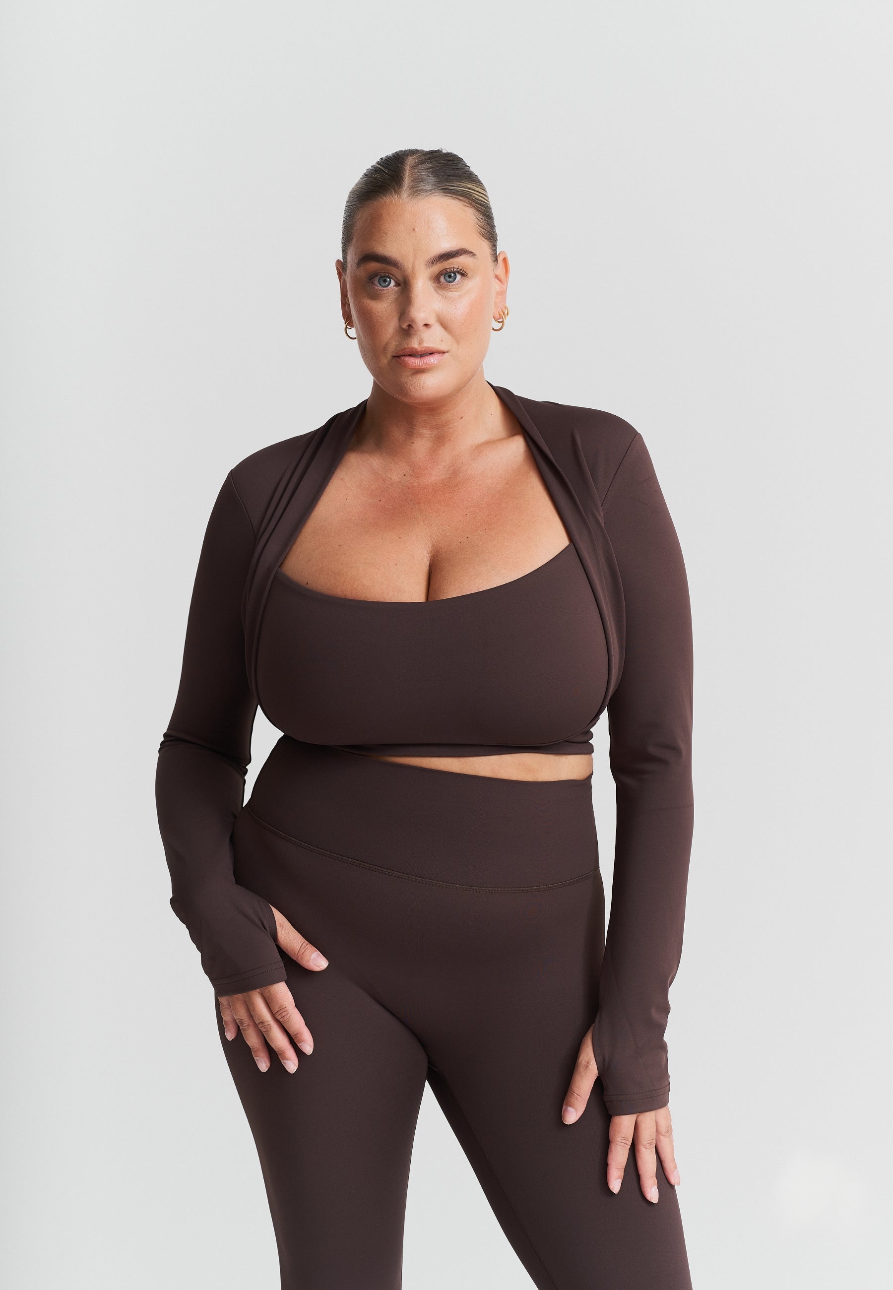 Softsculpt Bolero Long Sleeve Top - Espresso