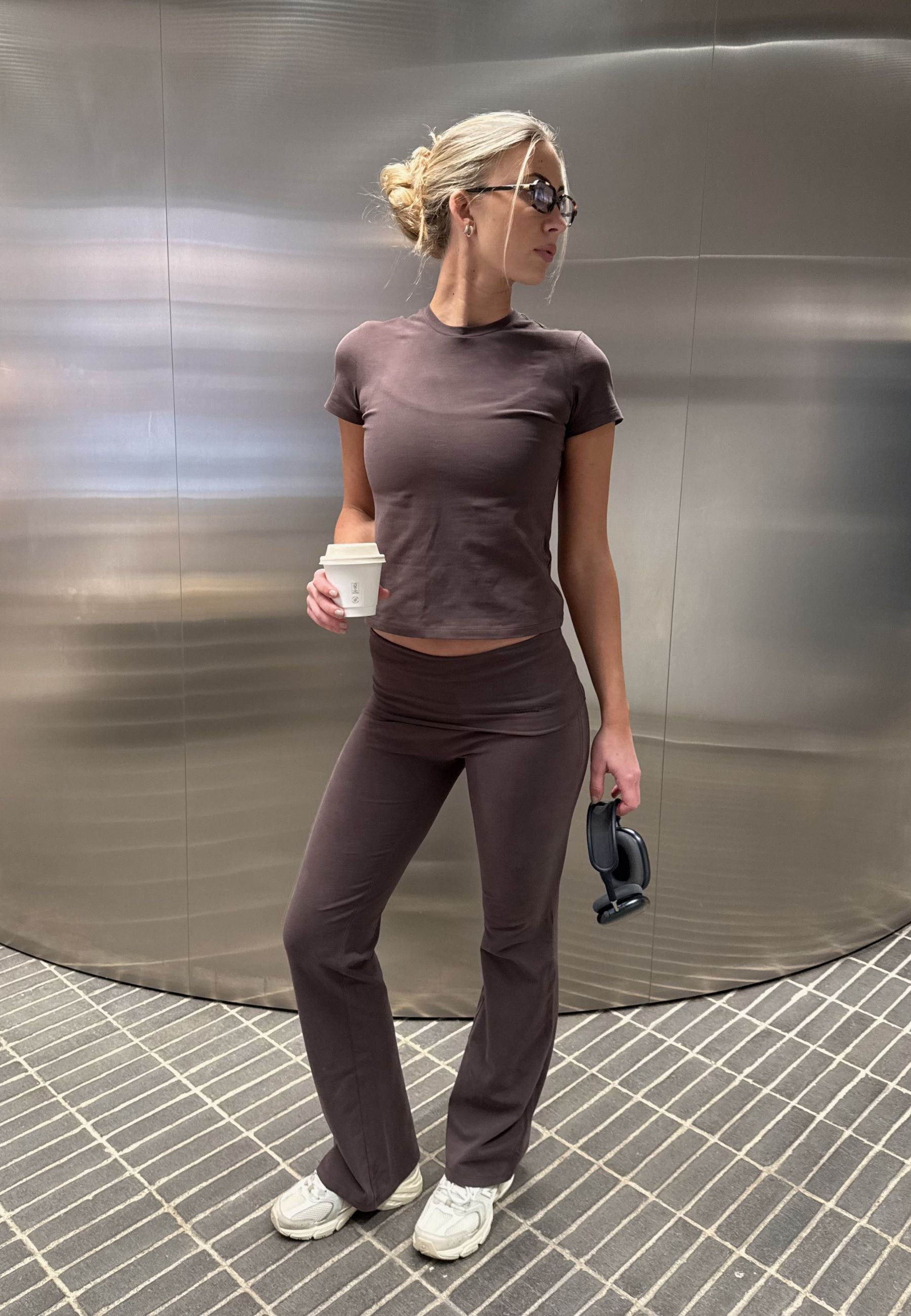 Cosy Soft Cotton Foldover Pants  - Espresso