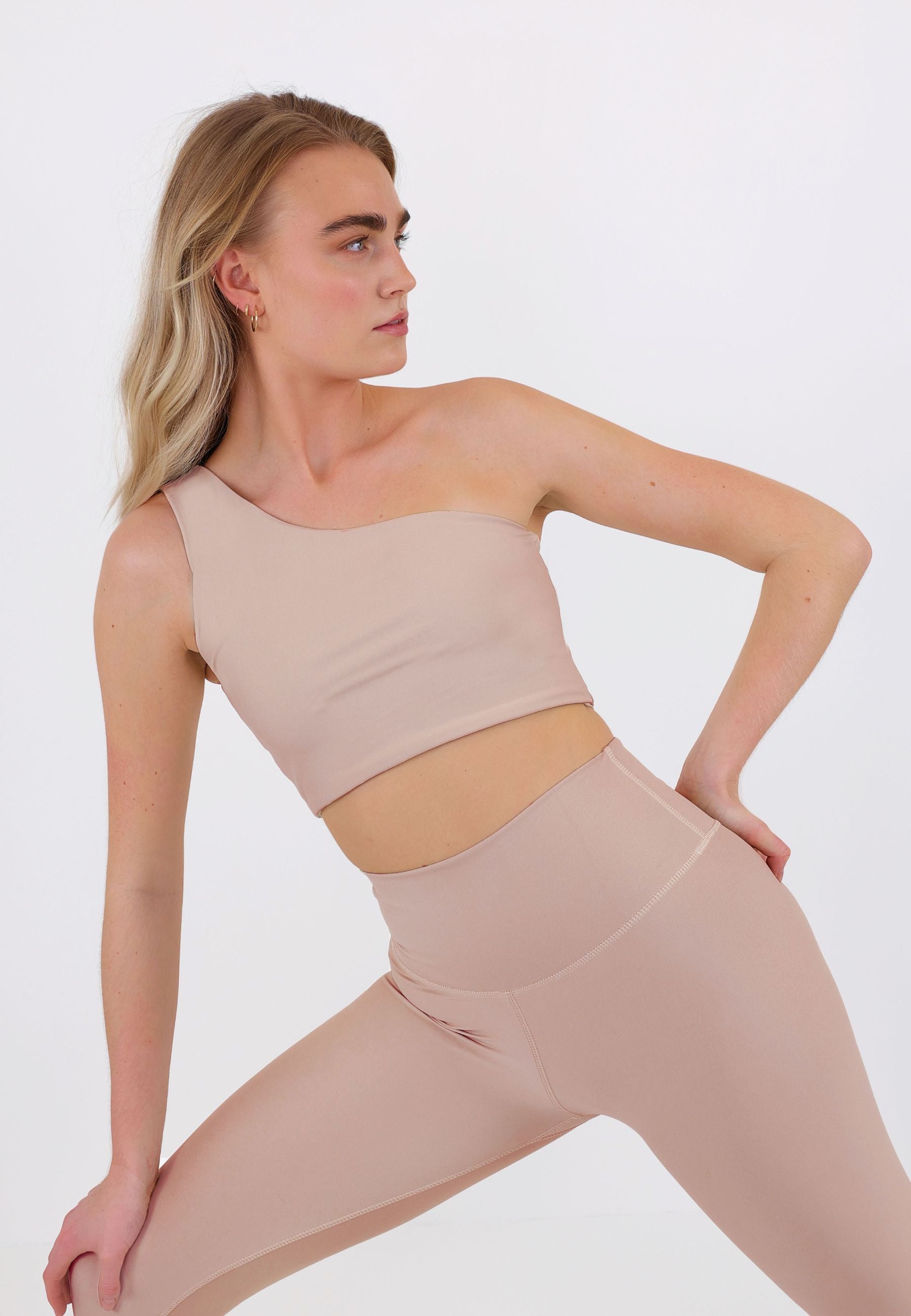 One Shoulder Yoga Top - Taupe