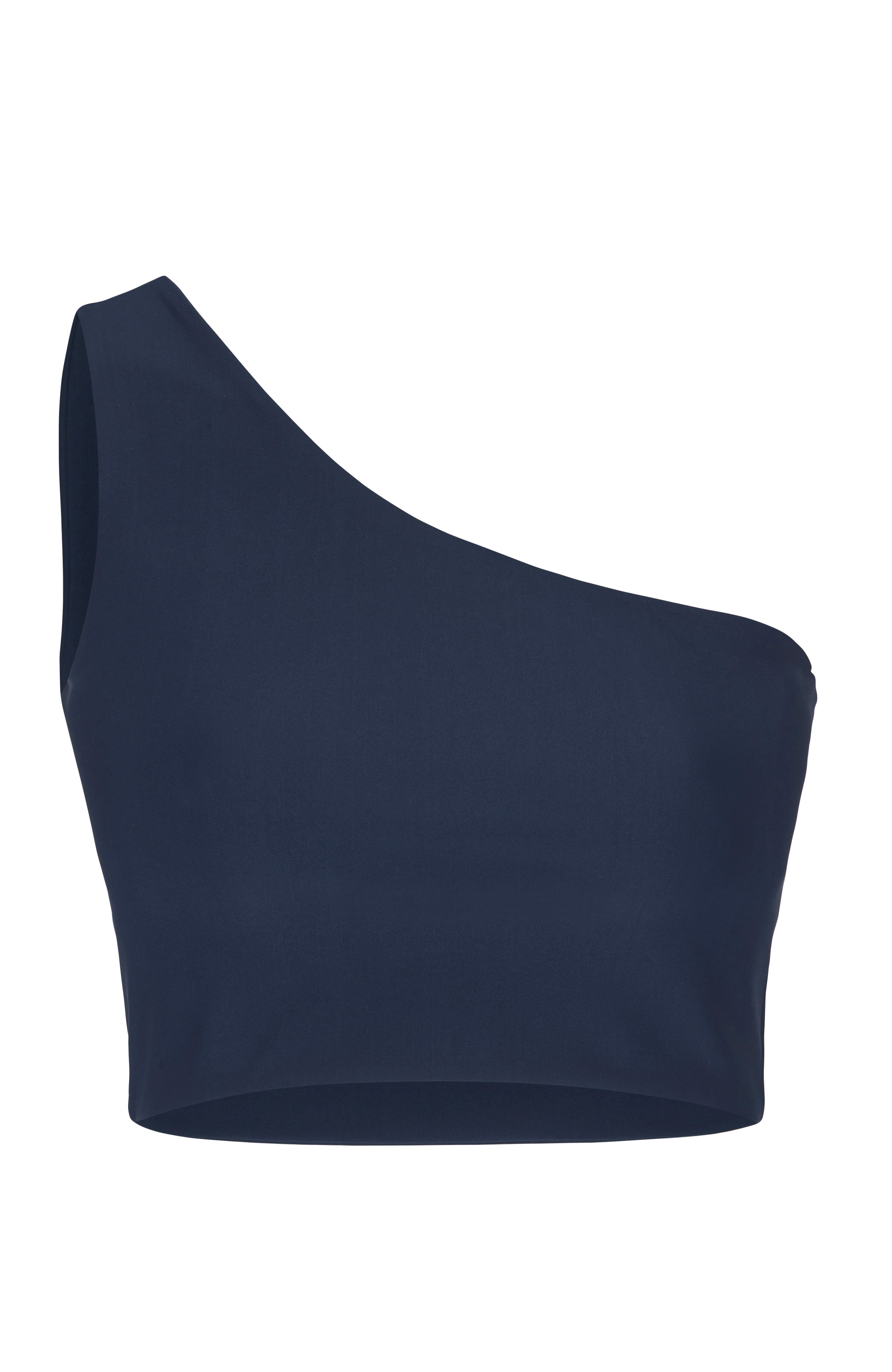  Sisterly Tribe - One Shoulder Top Navy. One Shoulder design, Light to medium support, Buttery Soft & light, matte fabric.