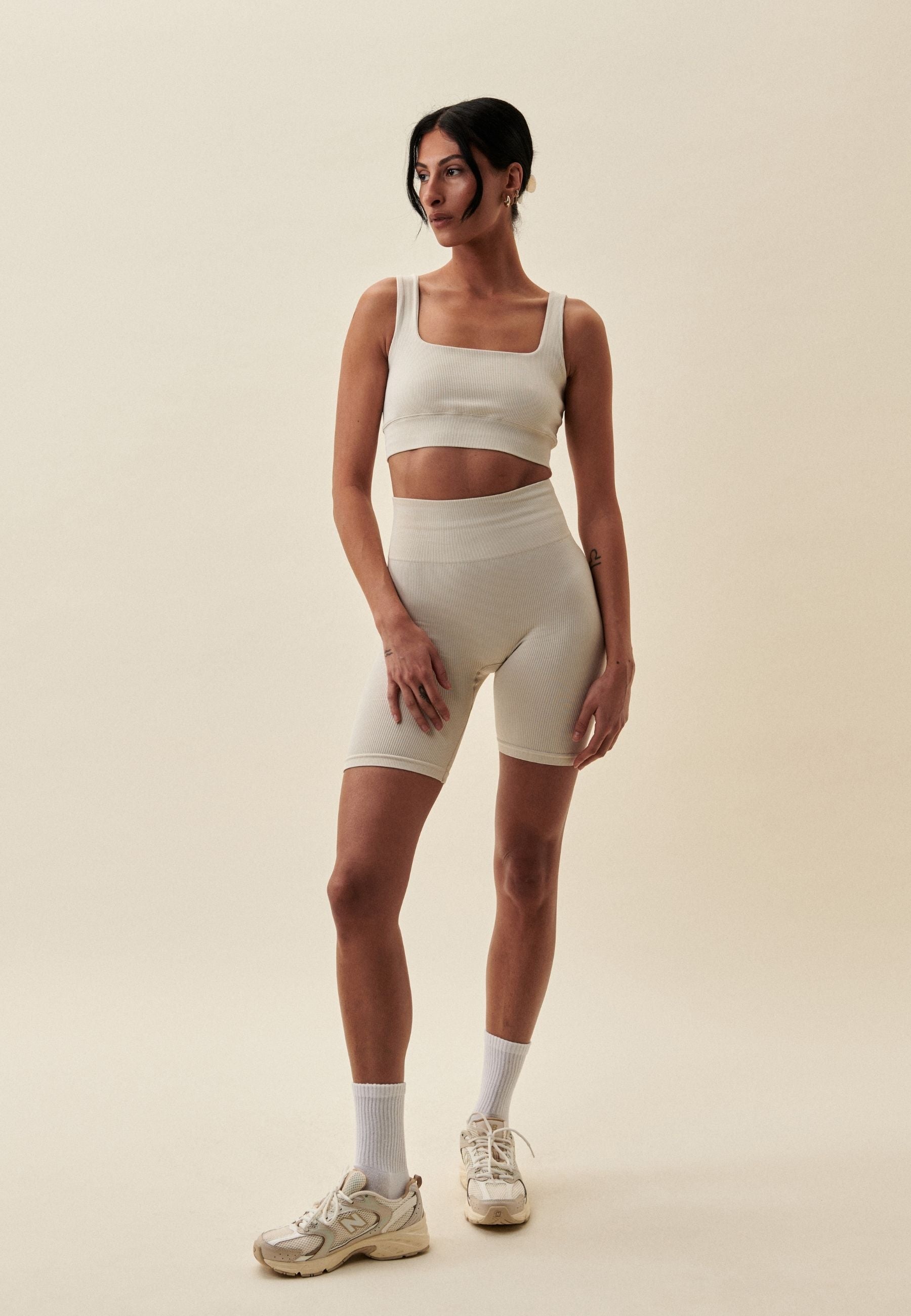 Ribbed Seamless Shorts Marshmallow