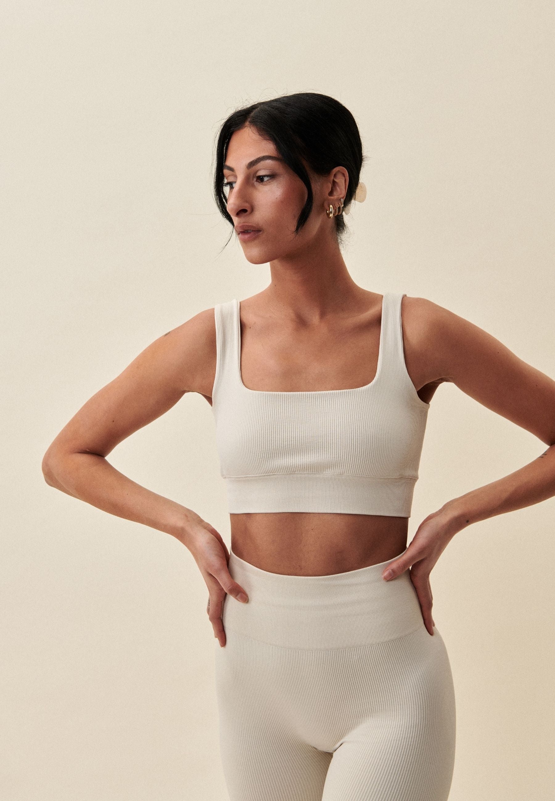 Ribbed Seamless Square Neck Bra Marshmallow