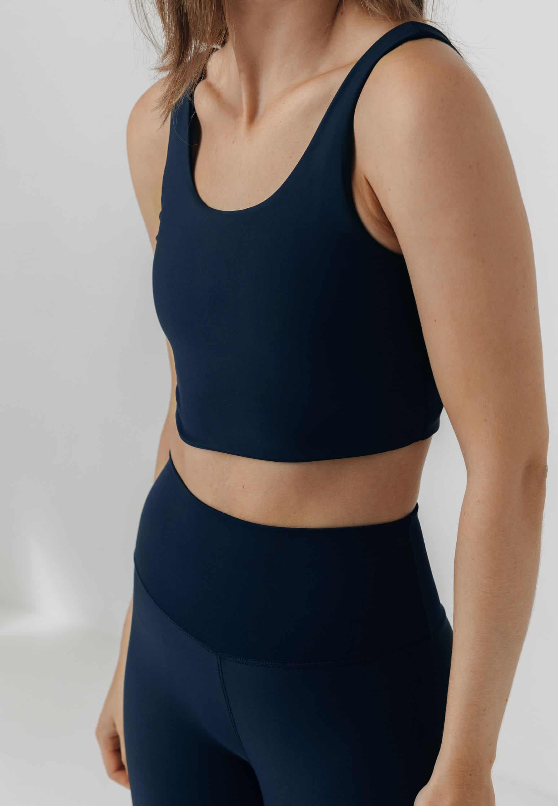 Sisterly Tribe - Midi Scoop Bra Navy. Light to medium support, Feminine and minimalistic design, Buttery Soft and light, matte fabric.
