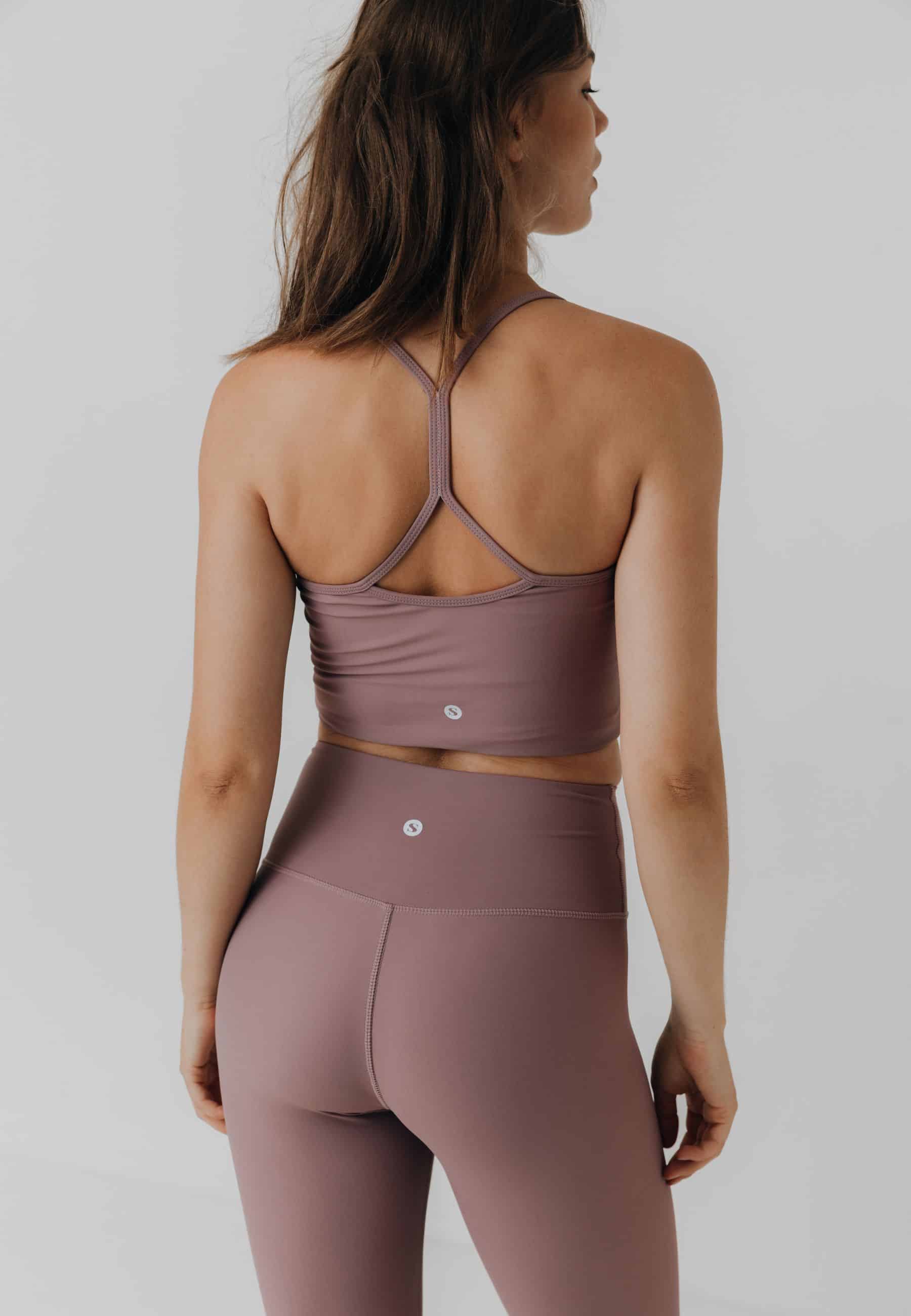 Sisterly Tribe - Yoga Singlet Top Dusky Orchid. Light support, Thin shoulder strap, minimalistic design, Buttery Soft and light, matte fabric.